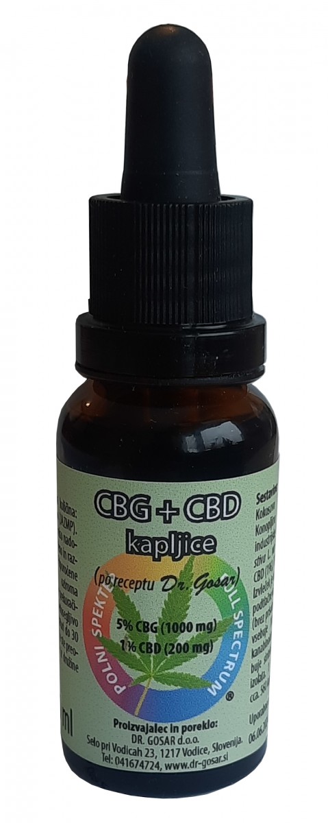 5% CBG + 3% CBD kapljice 20 ml (1000 mg + 600 mg) 5% CBG + 3% CBD kapljice 20 ml (1000 mg + 600 mg)